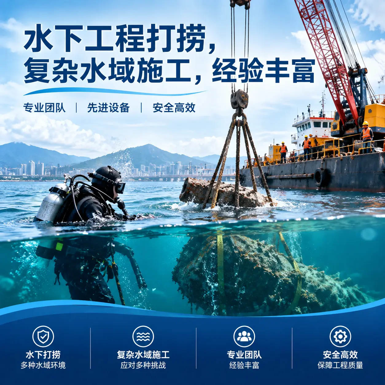 水下工程打捞，复杂水域施工，经验丰富衡南